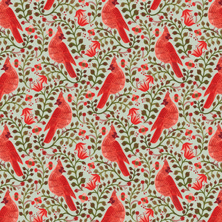 Mint Cardinals (Canvas) | Holiday Classics V by Rifle Paper Co. (¼ Yard)