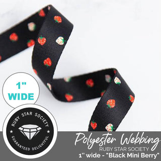 RSS | Polyester Webbing 'Black Mini Berry': 1" (25mm) Wide (Per 1 Yard) - Emmaline Bags Inc. - Straps & Handles