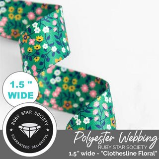 RSS | Polyester Webbing 'Clothesline Floral': 1 - 1/2" (38mm) Wide (Per 1 Yard) - Emmaline Bags Inc. - Straps & Handles