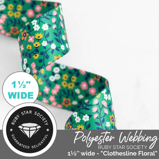 RSS | Polyester Webbing 'Clothesline Floral': 1-1/2" (38mm) Wide (Per 1 Yard) - Emmaline Bags Inc.-Straps & Handles