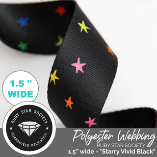 RSS | Polyester Webbing 'Starry Vivid': 1 - 1/2" (38mm) Wide (Per 1 Yard) - Emmaline Bags Inc. - Straps & Handles