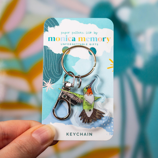 Ruby-Throated Hummingbird Bag Charm & Keychain - Emmaline Bags Inc.-Bag Hardware