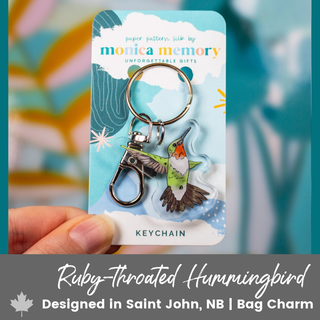 Ruby-Throated Hummingbird Bag Charm & Keychain - Emmaline Bags Inc.-Bag Hardware