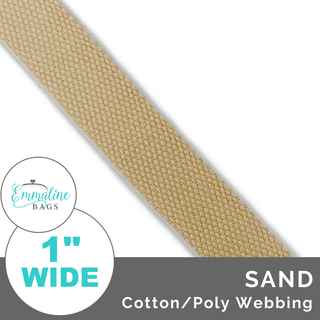 Sand | Cotton/Poly Webbing (Per 1 Yard) • 1 " Wide (25 mm) - Emmaline Bags Inc. - Straps & Handles