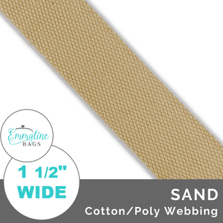 Sand | Cotton/Poly Webbing (Per 1 Yard) • 1 ½" Wide (38 mm) - Emmaline Bags Inc. - Straps & Handles