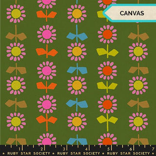 Sarah Green Daisy Stripe (Canvas) // Catnap by Ruby Star Society (1/4 yard) - Emmaline Bags Inc. - Fabric