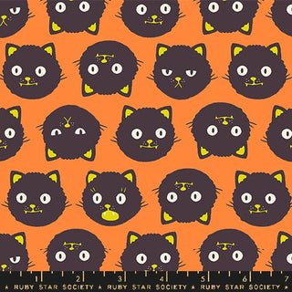 Scaredy Cats - GLOW - IN - THE - DARK - in Pumpkin // (1/4 yard) - Emmaline Bags Inc.