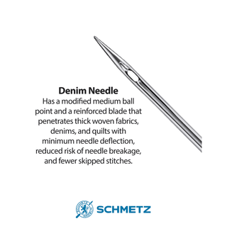 Schmetz Jeans/Denim Needles | Assorted Sizes 90-110 | 5 Count - Emmaline Bags Inc.-Sewing Supplies & Notions