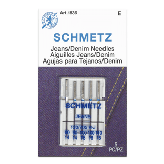 Schmetz Jeans/Denim Needles | Assorted Sizes 90-110 | 5 Count - Emmaline Bags Inc.-Sewing Supplies & Notions