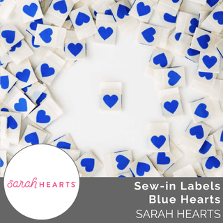 Sew - in Labels: Blue Heart - Emmaline Bags Inc.