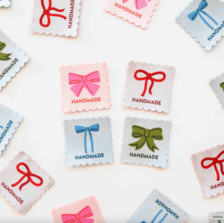 Sew-in Labels | Bows 'Handmade' Multipack - Emmaline Bags Inc.-Sewing Supplies & Notions