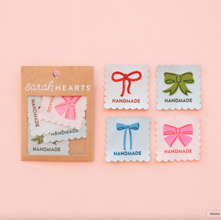 Sew-in Labels | Bows 'Handmade' Multipack - Emmaline Bags Inc.-Sewing Supplies & Notions