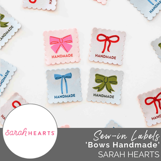 Sew-in Labels | Bows 'Handmade' Multipack - Emmaline Bags Inc.-Sewing Supplies & Notions
