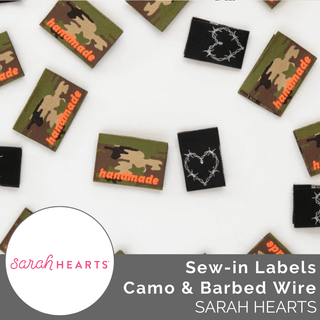 Sew - in Labels: Camo & Barbed Wire - Emmaline Bags Inc. - Sewing Supplies & Notions