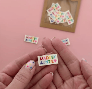 Sew-in Labels | 'Made by Auntie' Rainbow - Emmaline Bags Inc.-Sewing Supplies & Notions