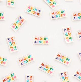 Sew-in Labels | 'Made by Auntie' Rainbow - Emmaline Bags Inc.-Sewing Supplies & Notions