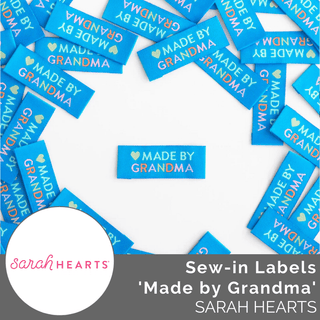 Sew - in Labels: 'Made by Grandma' Blue - Emmaline Bags Inc.