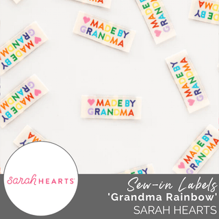 Sew-in Labels | 'Made by Grandma' Rainbow - Emmaline Bags Inc.-Sewing Supplies & Notions