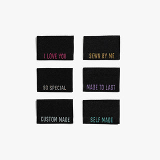 Sew - In Labels: Metallic Side Seam (Black) | KATM - Emmaline Bags Inc. - Sewing Supplies & Notions