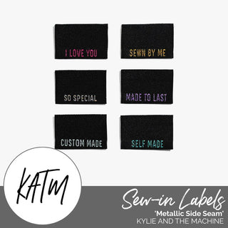 Sew - In Labels: Metallic Side Seam (Black) | KATM - Emmaline Bags Inc. - Sewing Supplies & Notions