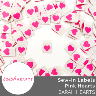 Sew - in Labels: Pink Heart - Emmaline Bags Inc.