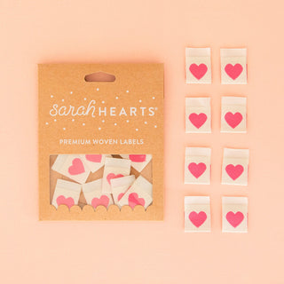 Sew - in Labels: Pink Heart - Emmaline Bags Inc.