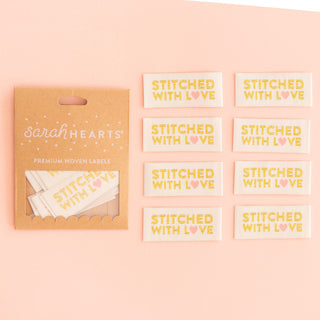 Sew - in Labels: Stitched with Love Gold - Emmaline Bags Inc.