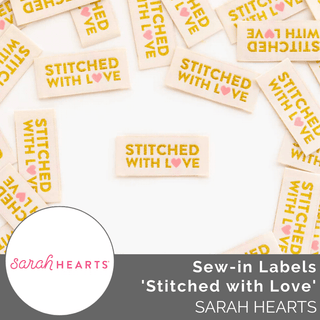 Sew - in Labels: Stitched with Love Gold - Emmaline Bags Inc.