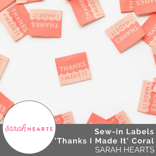 Sew - in Labels: Thanks I Made It Coral - Emmaline Bags Inc.