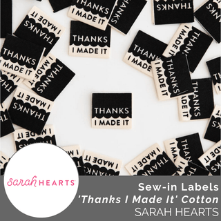 Sew - in Labels: 'Thanks I Made It' Cotton - Emmaline Bags Inc.