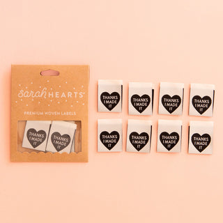 Sew - in Labels: Thanks I Made It Heart - Emmaline Bags Inc.