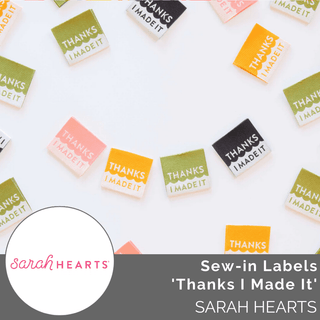 Sew - in Labels | 'Thanks I Made It' Multipack | Spring Colours - Emmaline Bags Inc. - Sewing Supplies & Notions