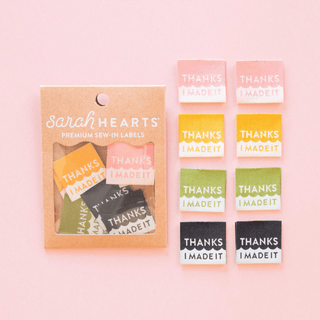 Sew - in Labels | 'Thanks I Made It' Multipack | Spring Colours - Emmaline Bags Inc. - Sewing Supplies & Notions