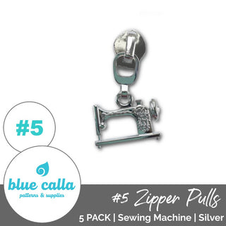 Sewing Machine Zipper Sliders with Pulls - SIZE5 (5 Pack) - Emmaline Bags Inc. - Emmaline Zippers
