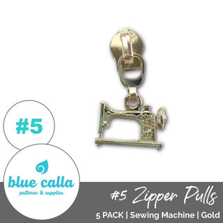 Sewing Machine Zipper Sliders with Pulls - SIZE5 (5 Pack) - Emmaline Bags Inc. - Emmaline Zippers