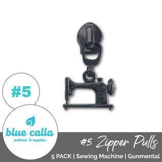Sewing Machine Zipper Sliders with Pulls - SIZE5 (5 Pack) - Emmaline Bags Inc. - Emmaline Zippers