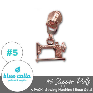 Sewing Machine Zipper Sliders with Pulls - SIZE5 (5 Pack) - Emmaline Bags Inc. - Emmaline Zippers