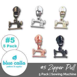 Sewing Machine Zipper Sliders with Pulls - SIZE5 (5 Pack) - Emmaline Bags Inc. - Emmaline Zippers