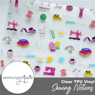 Sewing Notions | Sew Hungry Hippie Clear TPU Vinyl | 12" x 52" Pre - cut - Emmaline Bags Inc. - Fabric