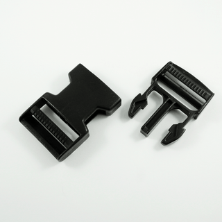 Side Release Buckle with Adjuster - Black Plastic 1 1/2" (38mm) - 1 per Pack - Emmaline Bags Inc.