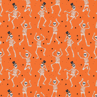 Skeletons in Orange // Halloween by Rifle Paper Co (1/4 yard) - Emmaline Bags Inc.