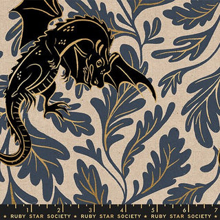 Smoke Dragon Lair (Metallic Canvas) | Fire Glow by Ruby Star Society (¼ Yard) - Emmaline Bags Inc. - Fabric