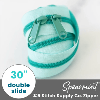 Spearmint | 30" Nylon Coil Zipper | *Size #5* with Two Pulls - Emmaline Bags Inc.-Bag Zippers