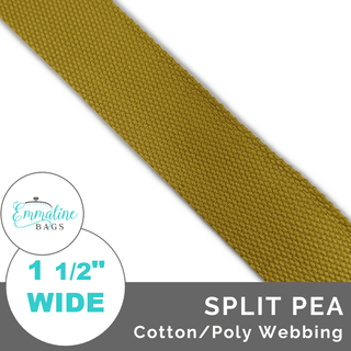 Split Pea | Cotton/Poly Webbing (Per 1 Yard) • 1 ½" Wide (38 mm) - Emmaline Bags Inc. - Straps & Handles