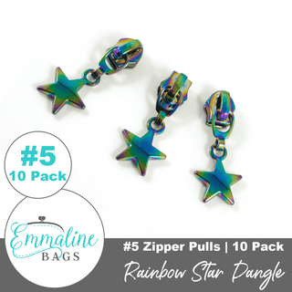 Star Dangle | Emmaline Zipper Sliders with Pulls | SIZE5* (10 pack) - Emmaline Bags Inc. - Emmaline Zippers