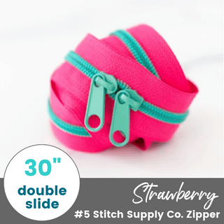Strawberry | 30" Nylon Coil Zipper | *Size #5* with Two Pulls - Emmaline Bags Inc.-Bag Zippers