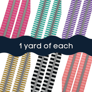 Stripes on Stripes | Nylon Coil Zipper | Size 5 (6 Yards • 1 yd of each) - Emmaline Bags Inc. - Bag Zippers