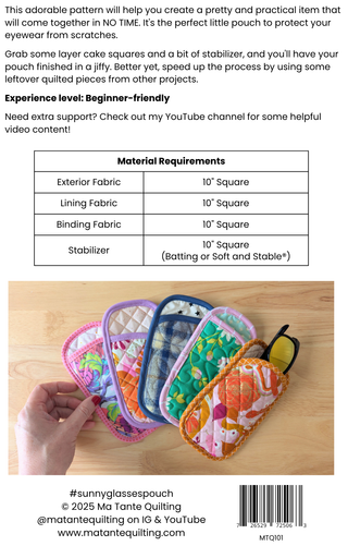 Sunny Glasses Pouch by Ma Tante Quilting (Printed Paper Pattern) - Emmaline Bags Inc.-Sewing Patterns
