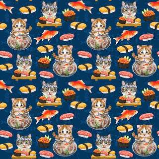 Sushi Cats // Instagram Famous by Kayomi Harai (1/4 yard) - Emmaline Bags Inc.