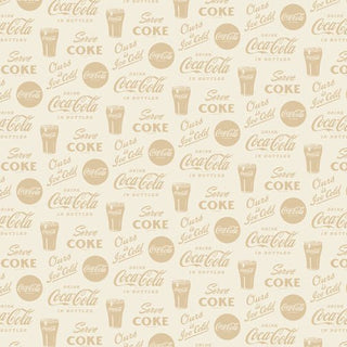 Taupe Coke // Coca - Cola for Northcott (1/4 yard) - Emmaline Bags Inc. - Fabric